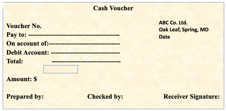 This Specimen in accounting represents Cash Voucher. 