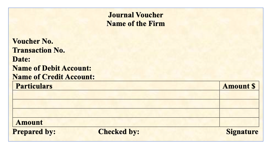 This Specimen in accounting represents Journal Voucher. 